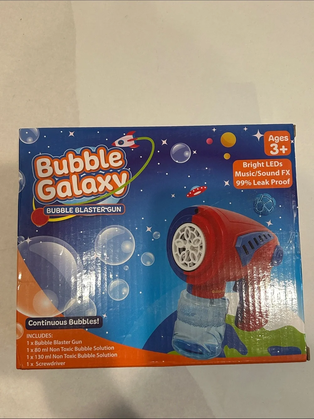 Bubble Galaxy Blaster Gun for Kids - Red and Blue music play toy new in box